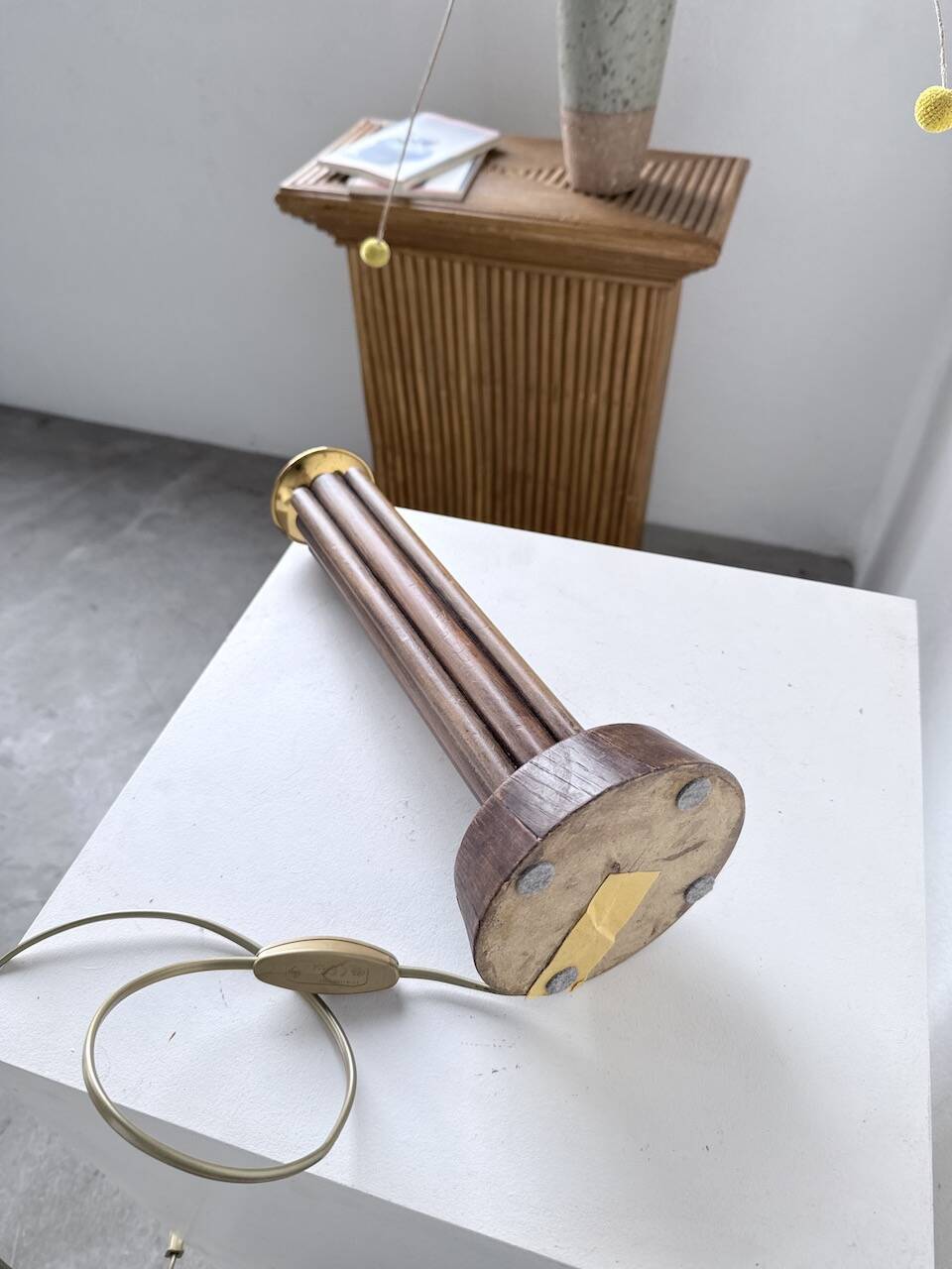 1940s Art Deco oak desk lamp