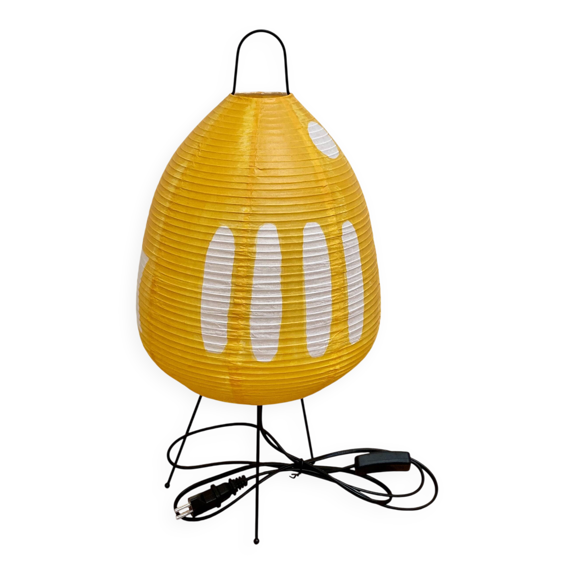 Lampe jaune "design papier et métal".