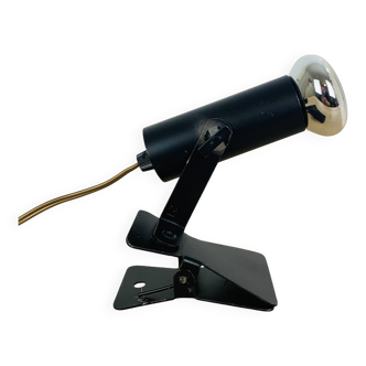Vintage clamp spotlight, black metal, 70s