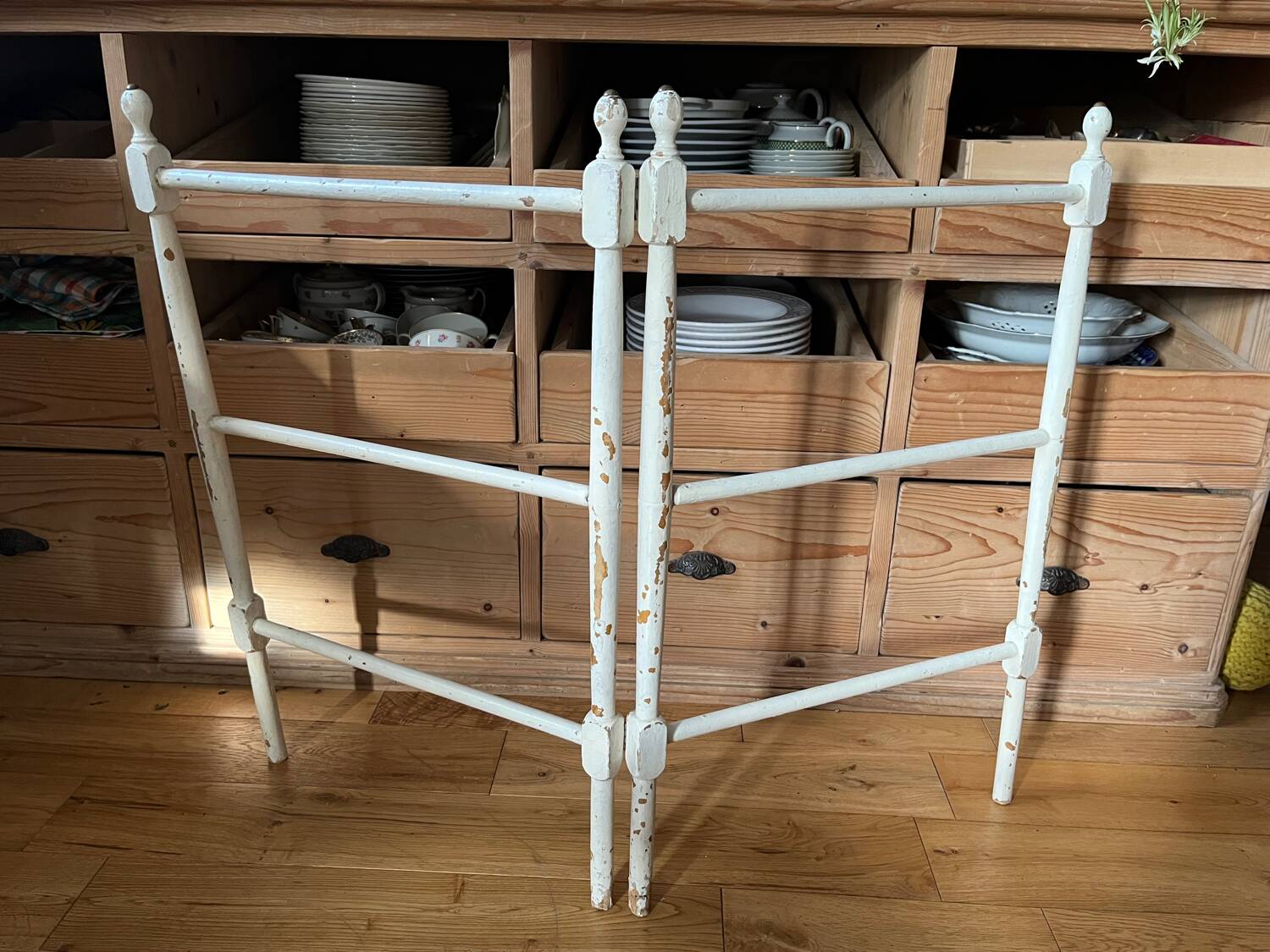 Old wooden towel rack