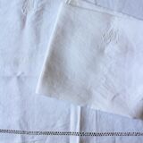 A batch of 2 White Checkered Napkins Monograms M M