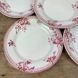 Lot of 6 plates porcelain model Gien "Pomponnette"