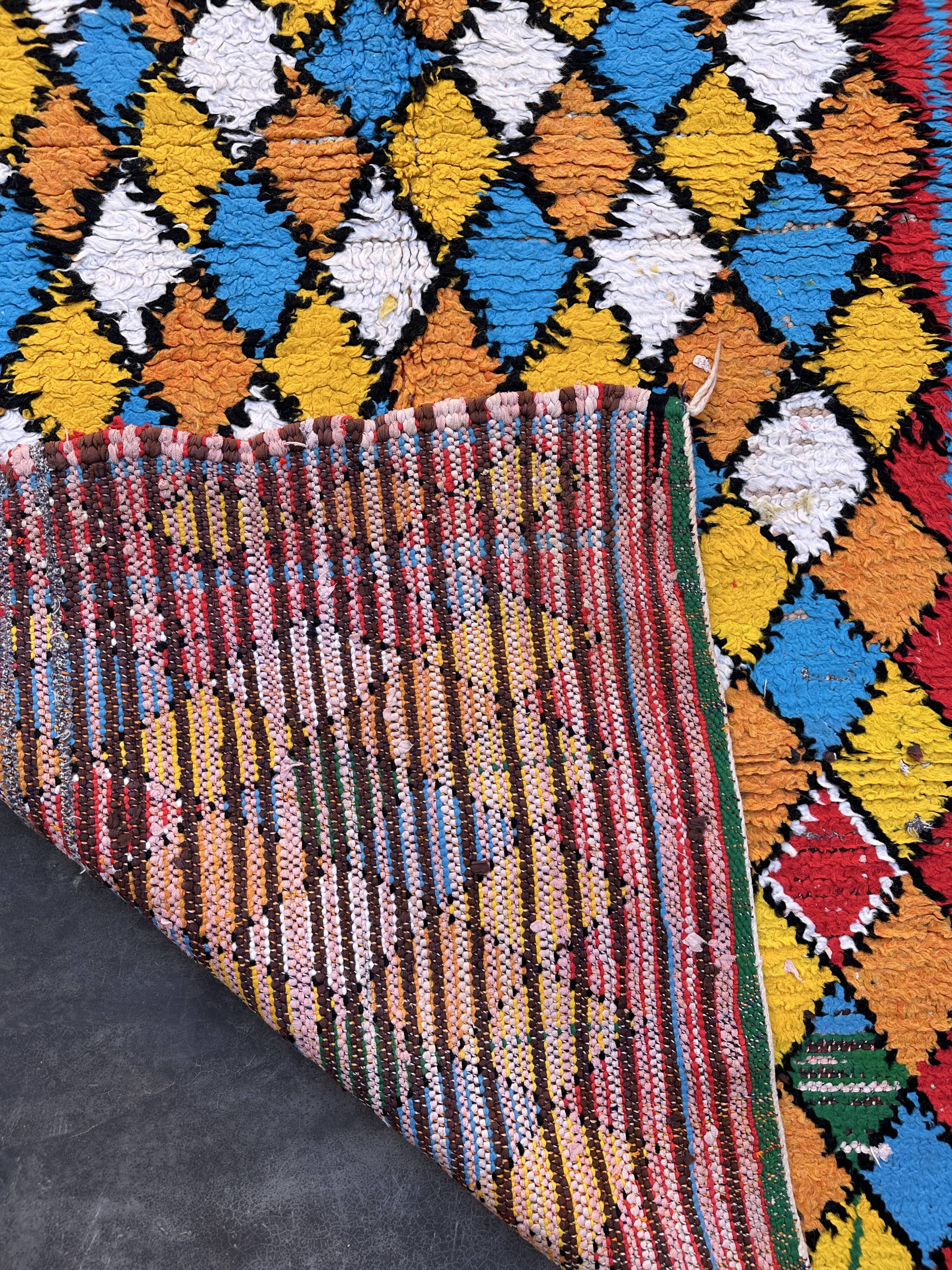 Tapis Marocain Boucherouite coloré - 107 x 191 cm
