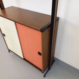 Vintage Italian modular shelving unit in melamine with wood decor