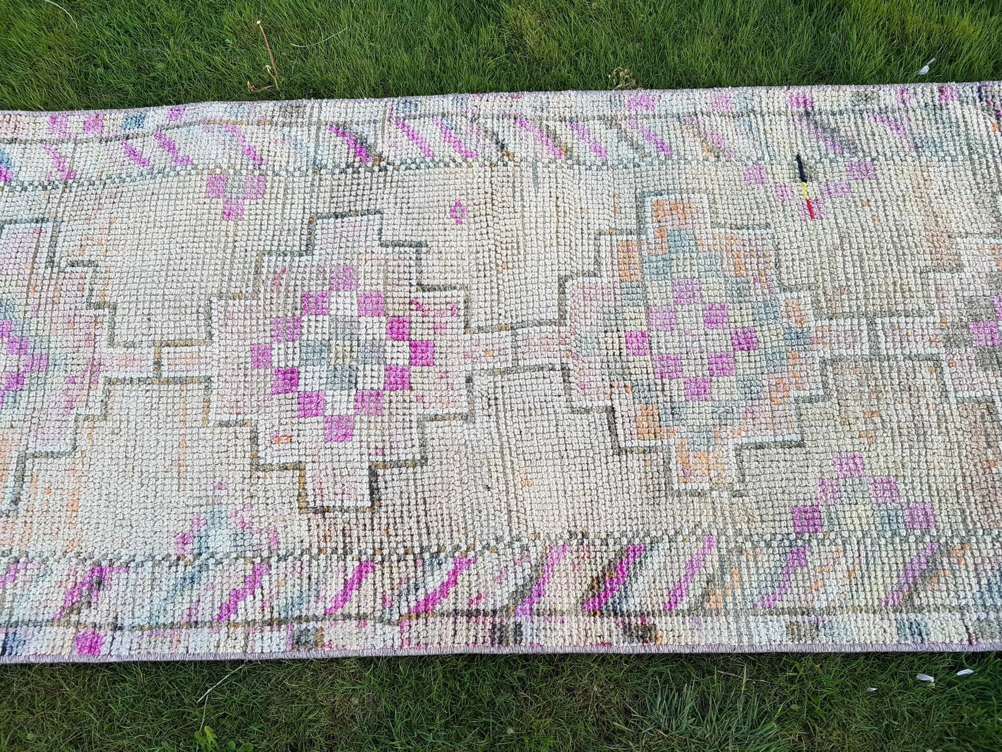 Vintage Turkish hallway rug 80x360 cm