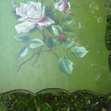 wooden side table painted flowers
