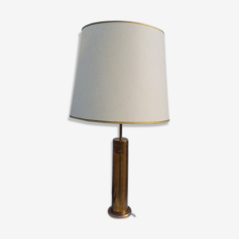 Lampe de table vintage pied cylindre en bronze