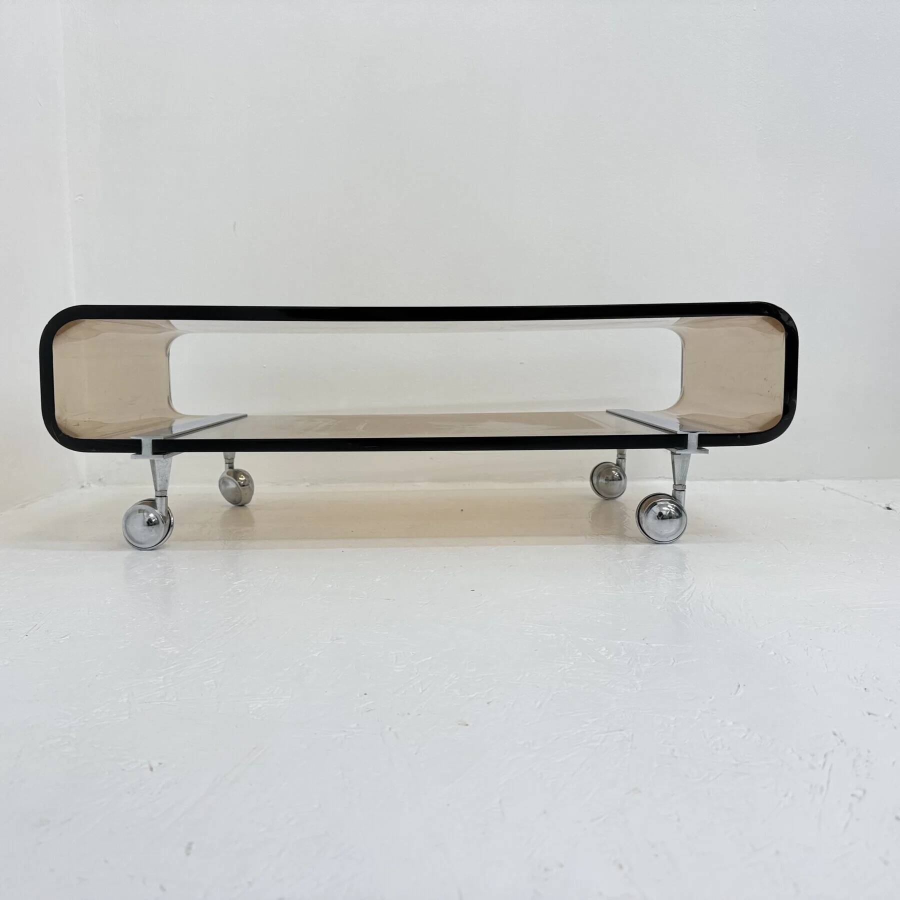 Mid-century plexiglas design coffee table by Michel Dumas for Roche Bobois, 1972
