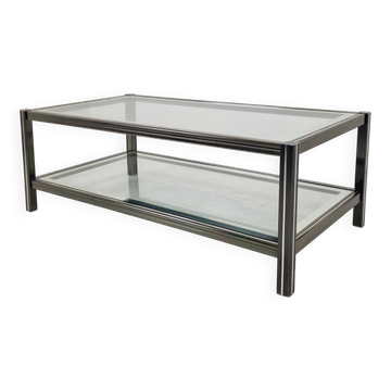 Vintage Glass & Metal Coffee Table