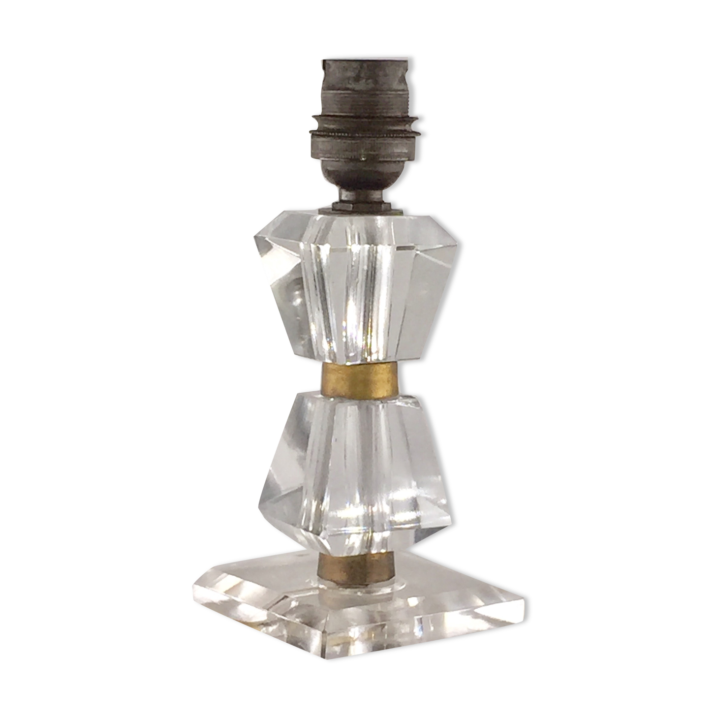 Bedside lamp foot in cut crystal