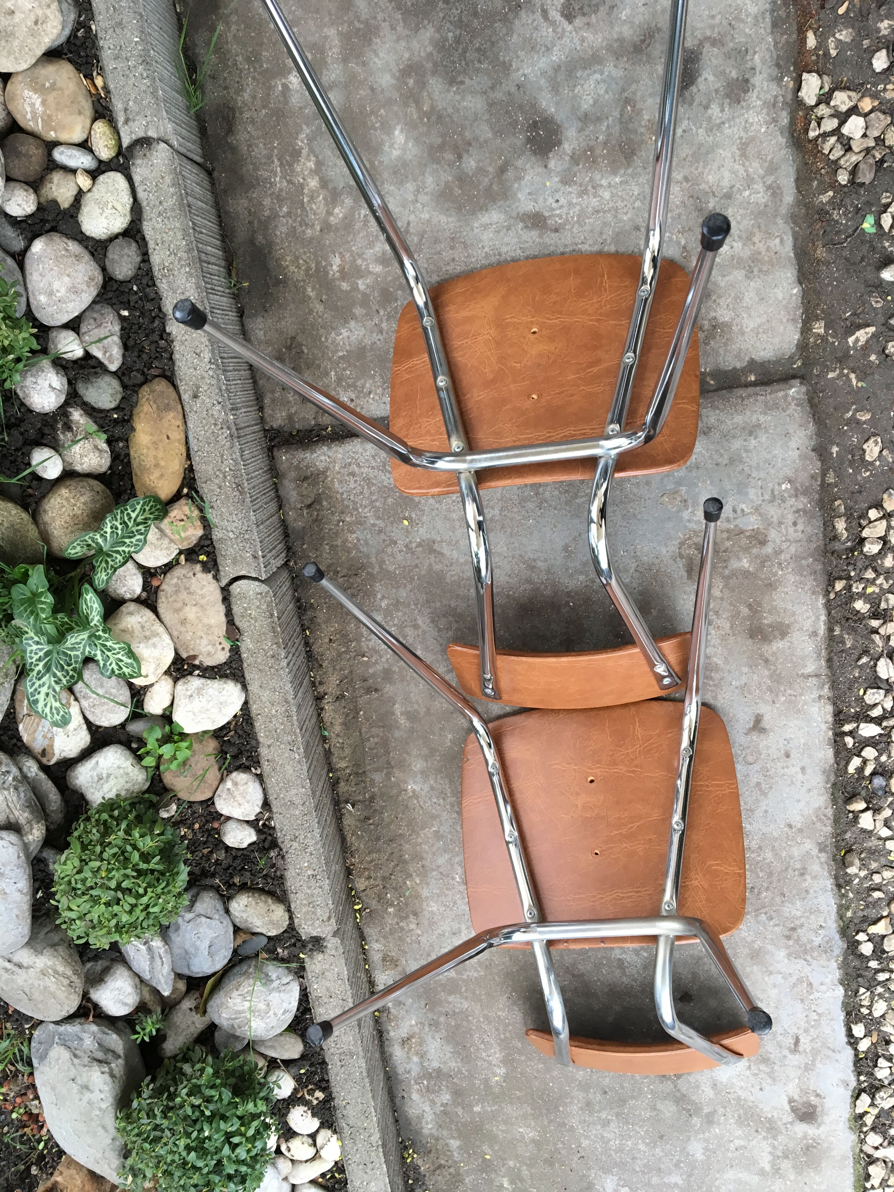 Vintage chrome and leatherette chairs