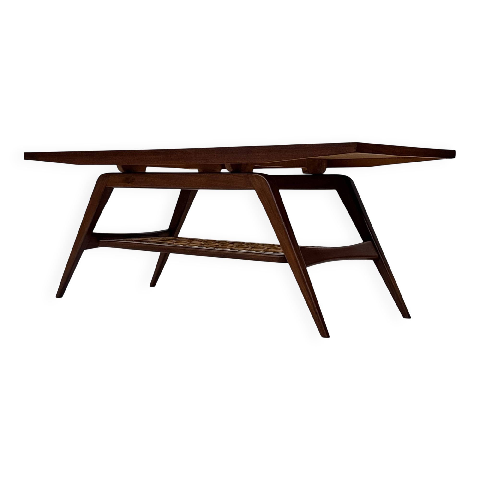 Table basse en teck dans le style de Louis van Teeffelen, années 1960