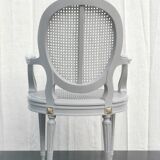 Louis xvi style “grey lacquered” armchair