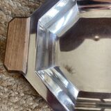 Art Deco silver metal and rosewood top