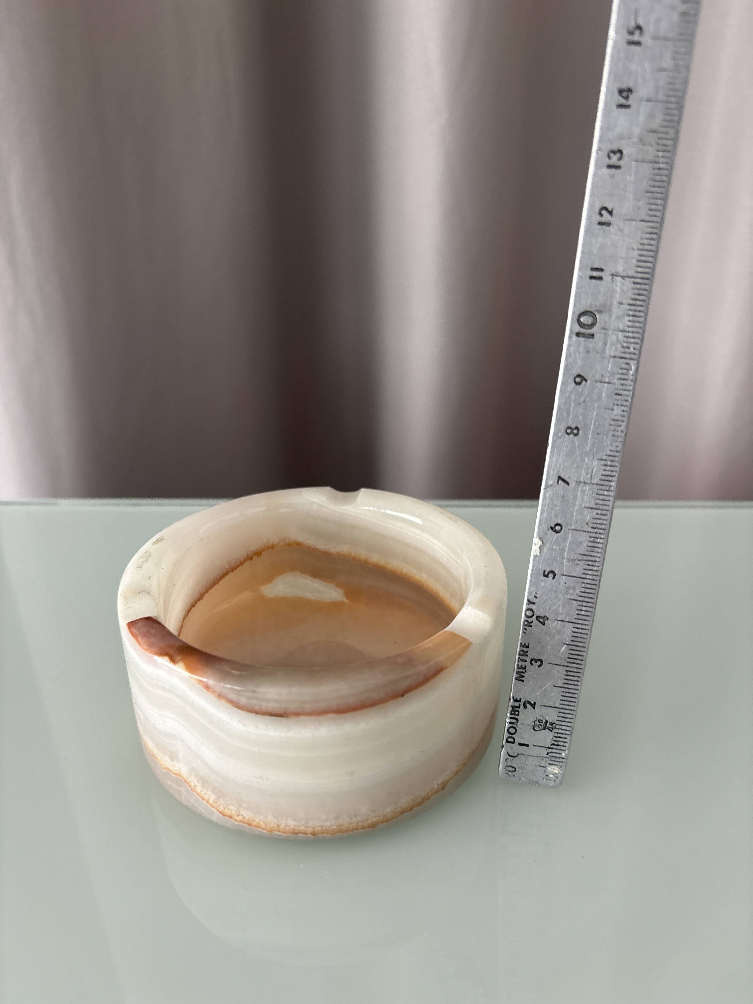 Vintage Banded Onyx Ashtray – Italy, 1960s–1970s