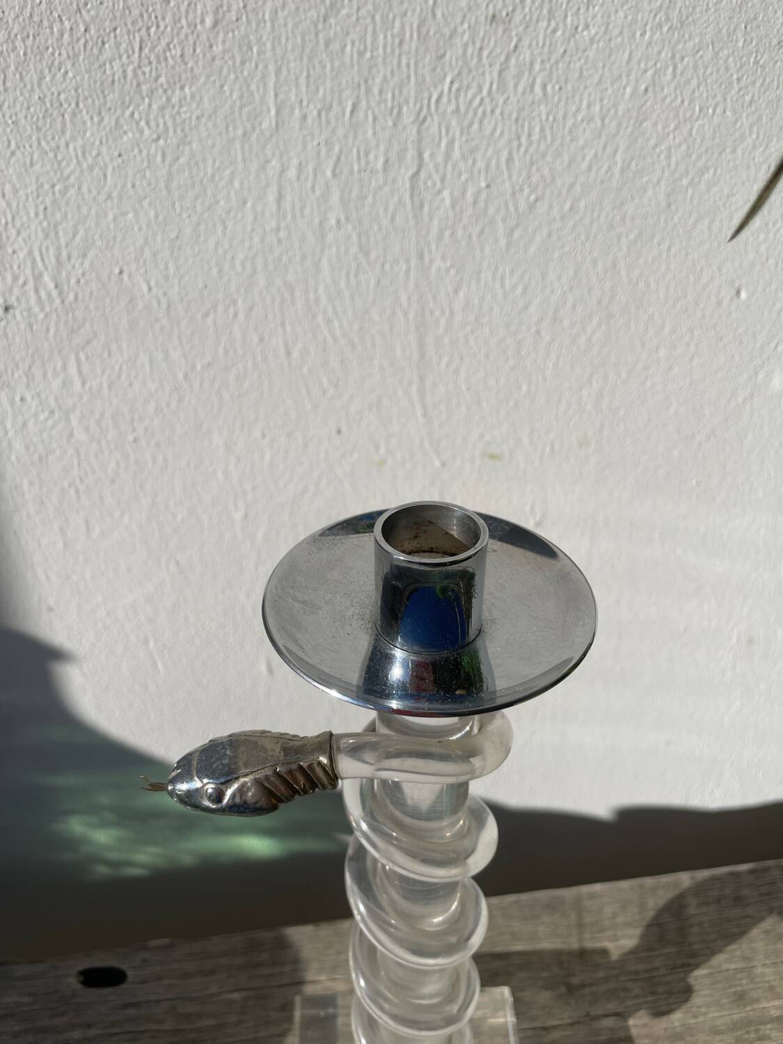 Silver-plated metal candlestick signed Alessandro Albrizzi 1970