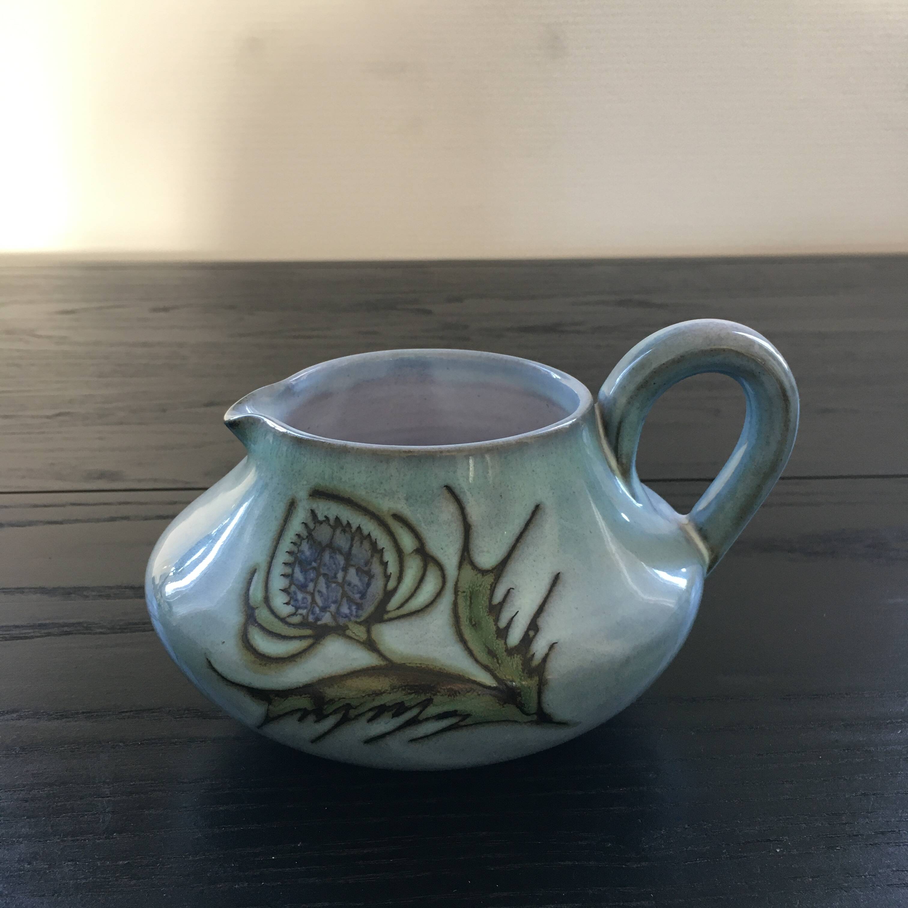 Vallauris pitcher with thistle decoration