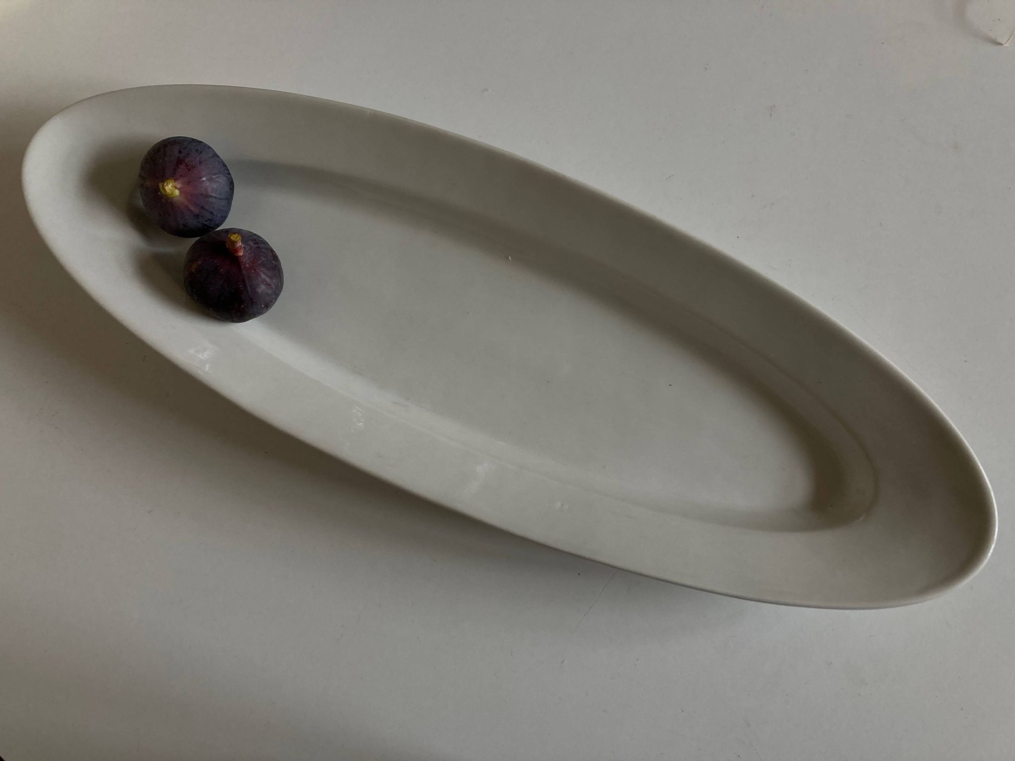 19th century white porcelain shuttle centerpiece dish