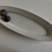 19th century white porcelain shuttle centerpiece dish