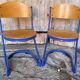 Pair of Chairs SOUVIGNET Model ELODIE Metal Blue & Wood Made in France