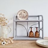 Etagère rotin ancienne grise