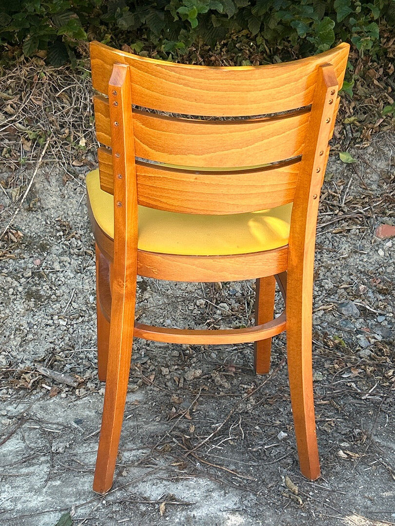 Office chair – Baumann style – Desk – Wood and yellow faux leather