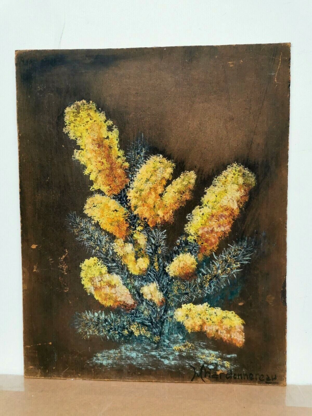 Painting, Oil signed Mhardonnereau 1968. Flowers