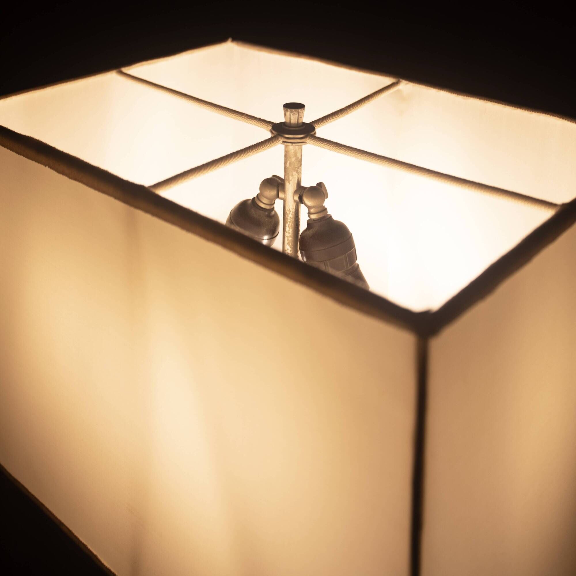 Tommaso Barbi Italian Rationalist Parchment and Metal Geometric Table Lamp