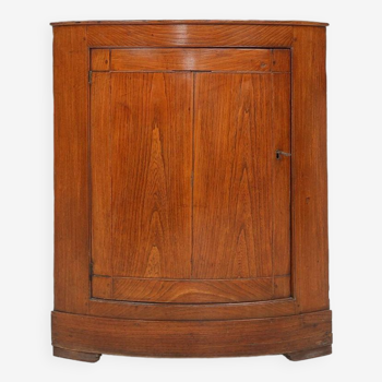 Antique French wooden bow front corner cabinet, ca. 1850