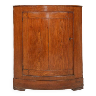 Antique French wooden bow front corner cabinet, ca. 1850
