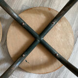 Pair of metal and wood workshop stools