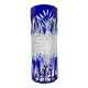 Vase japonais d'art EDO KIRIKO en cristal transparent et bleu cobalt