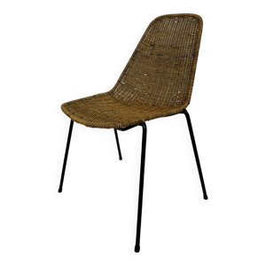 Chaise de bureau vintage en rotin Gian Franco Legler des années 1950