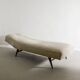 Swedish Mid Century Wooden Daybed in Teak and Beige Hide, 1960s