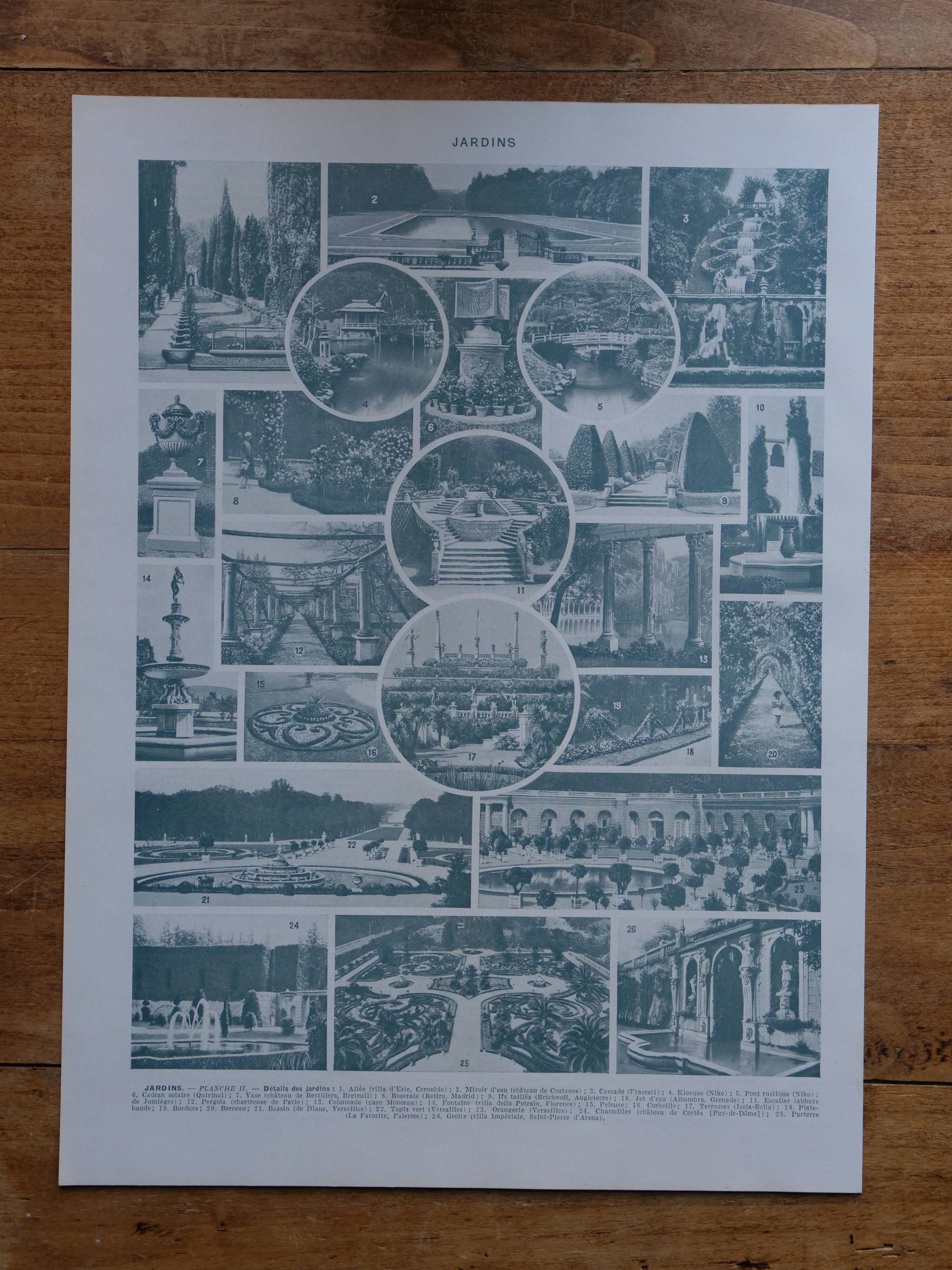 Original lithographs on gardens and ornamental trees
