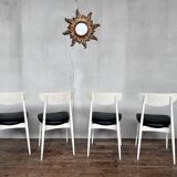 Series of 4 white and black Scandinavian chairs Ingrid from Stella 1960.
