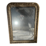 Antique fireplace mirror, gilded stucco frame, 19th century