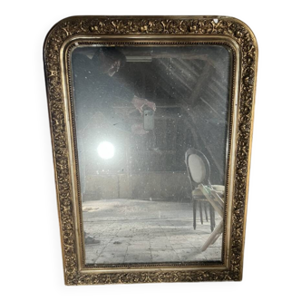 Antique fireplace mirror, gilded stucco frame, 19th century