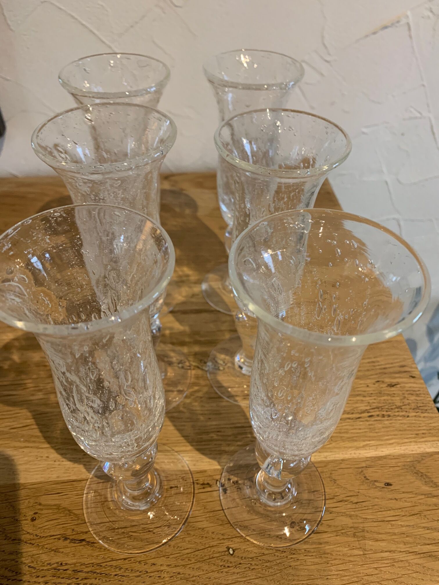 Lot de 6 flûtes en verre bullé