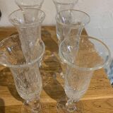 Set of 6 bubbled glass flutes