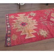 1970s vintage Turkish hand-knotted wool cotton pink runner rug 80x289