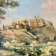 Tableau représentant un village en Toscane.