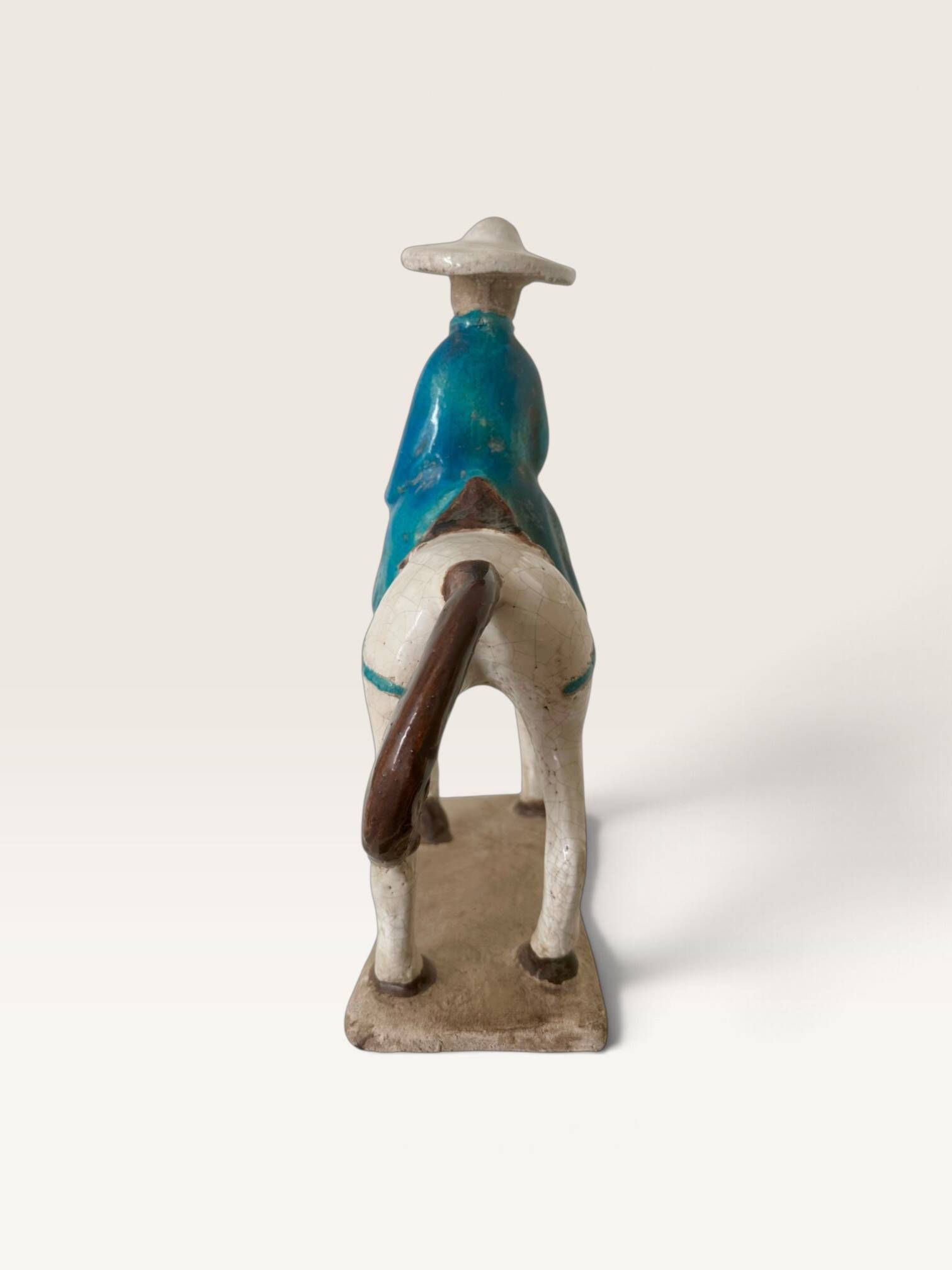 Cheval et cavalier chinois en terre cuite émaillée, XXe
