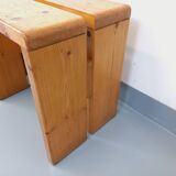 Pair of vintage Charlotte Perriand Les Arcs stools in pine from the 60s 70s