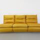 Suite de 3 chauffeuses Roche Bobois vintage en cuir jaune moutarde années 70