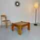 Vintage brutalist coffee table Swedish pine design Yngve Ekström Swedese