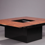 Coffee table bar Paul Michel in elm magnifying glass