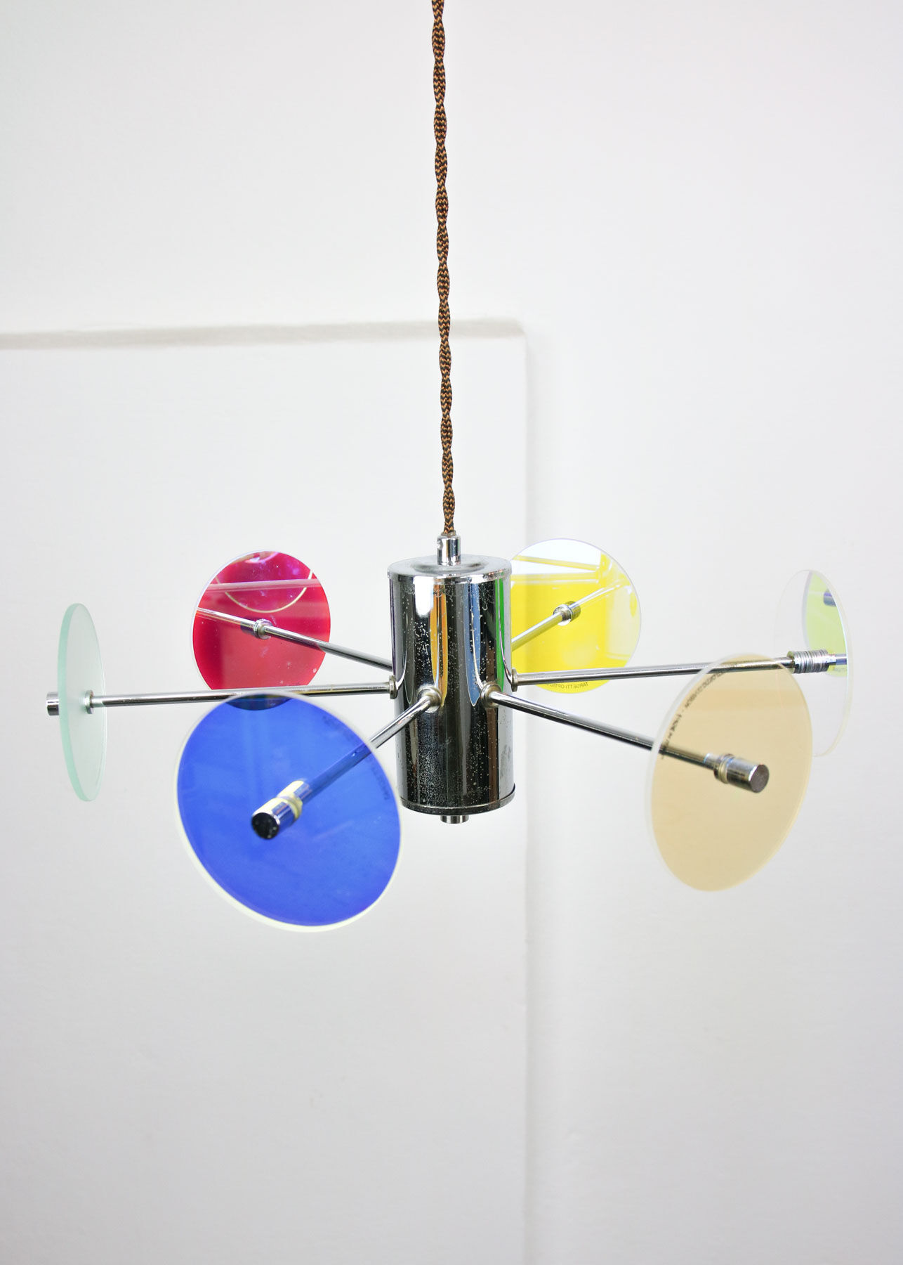 Vintage Italian Chrome Lamp Duo, 70s