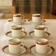 6 coffee cups + saucers in Gien porcelain – Empire style, gold trim