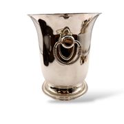 Silver-plated champagne bucket with ring handles.